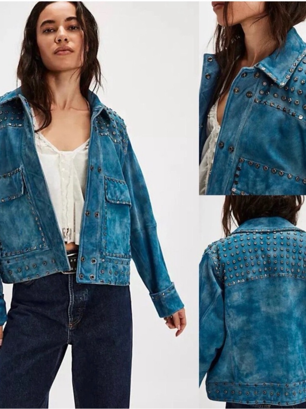 New Free People We The Free Suzy Studded Suede Jacket Size Medium